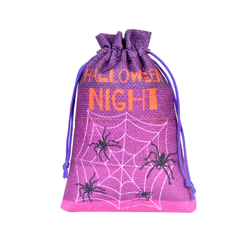 2025 新ハロウィン黄麻布ギフトバッグ巾着キャンディーバッグリネンバッグ子供のパーティーキャンディーバッグ|undefined