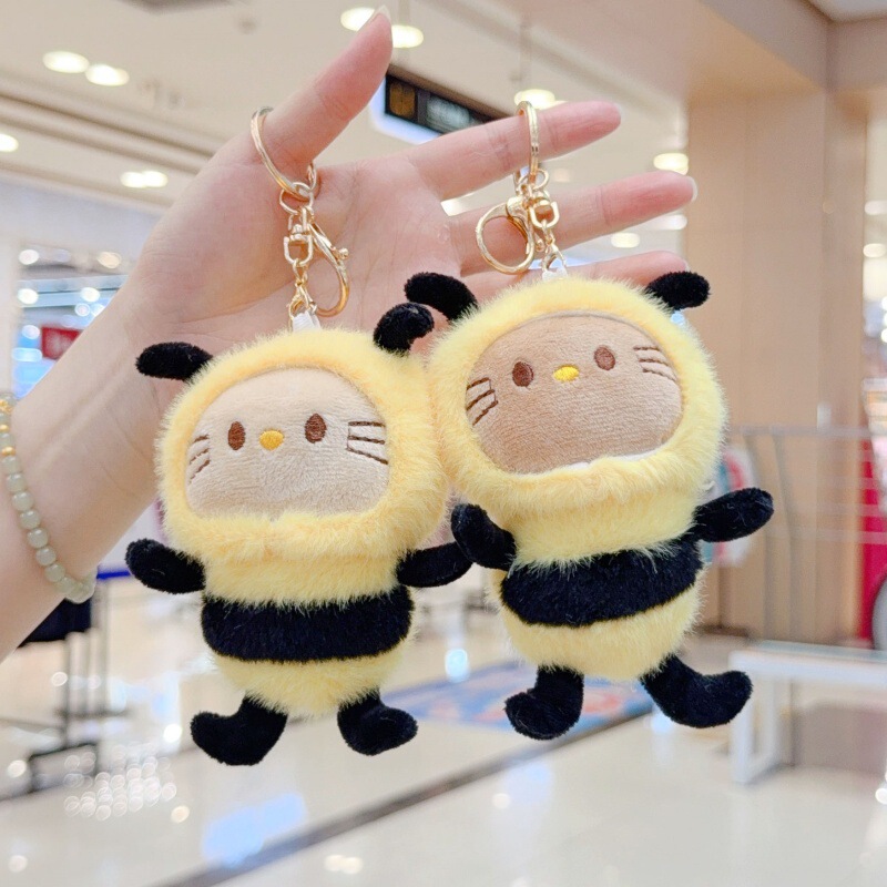Cute Plush Bee Cross-Dressing Kt Doll Couple Key Chain Pendant Jewelry Doll Doll Backpack Pendant Key