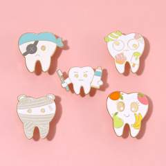 Protect teeth cartoon creative cute alloy brooch toothbrush toothpaste clothing decoration metal badge
