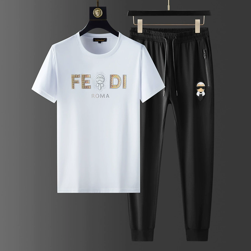 Модный брендовый повседневный спортивный костюм 2024, новая мужская летняя футболка с короткими рукавами, спортивный модный костюм, роскошный европейский костюм