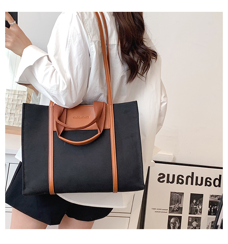 Borsa di tela borsa a tracolla a contrasto di grande capacità all'ingrosso 2023 nuova borsa tote bag alla moda transfrontaliera_voghion.com
