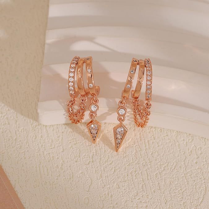 Light Luxury Zircon Drop Earrings Geometric Chain Pendant Jewelry_voghion.com