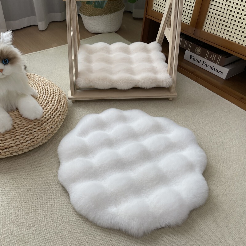 猫咪睡觉垫猫窝垫子兔毛绒圆形狗窝搭配毯子秋冬保暖坐垫宠物用品|undefined