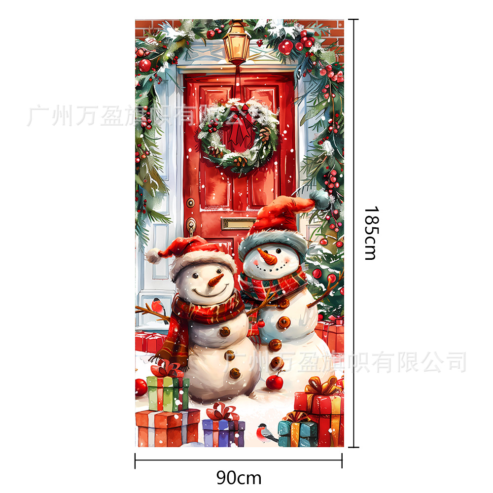 2025 nuevos productos de navidad cortina de bandera Santa Claus para ver la hoja de regalo decoración de tela colgante Bandera de bienvenida de Navidad