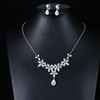 Set for bride, necklace, zirconium, chain, accessory, European style, wholesale