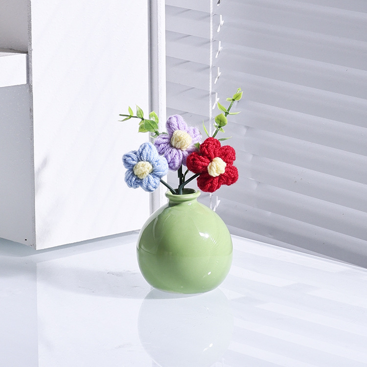 Longli Ceramic Vase ins Simple Japanese-style Home Living Room Entrance Ornaments Decoration Soft Dried Flower Hydroponic Flower Device