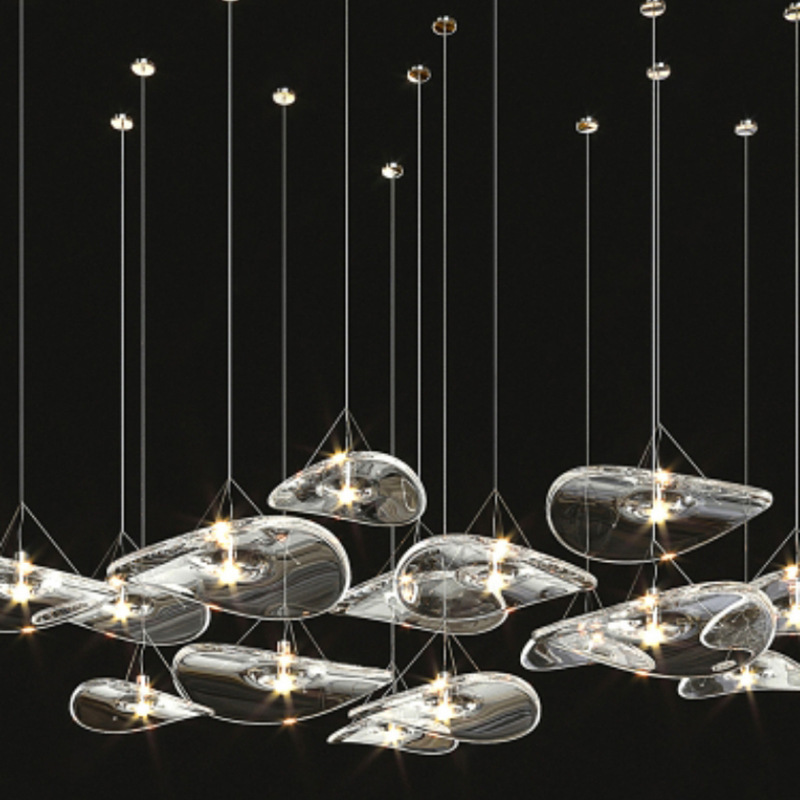 Light Luxury Simple Restaurant Bedroom UFO Lotus Leaf Glass Chandelier Hotel Lobby Clothing Store Decoration Can Set Multi-head Light Luxury Simple Restaurant Bedroom UFO Lotus Leaf Glass Chandelier Hotel Lobby Clothing Store Decoration Can Set Multi-head