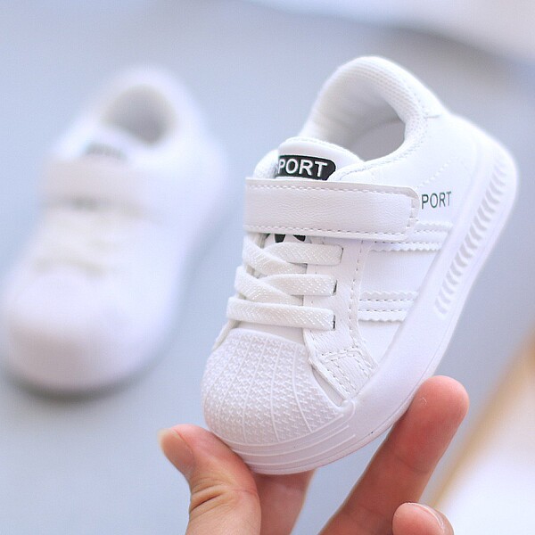 Breathable demi-season children's white sneakers for early age for…