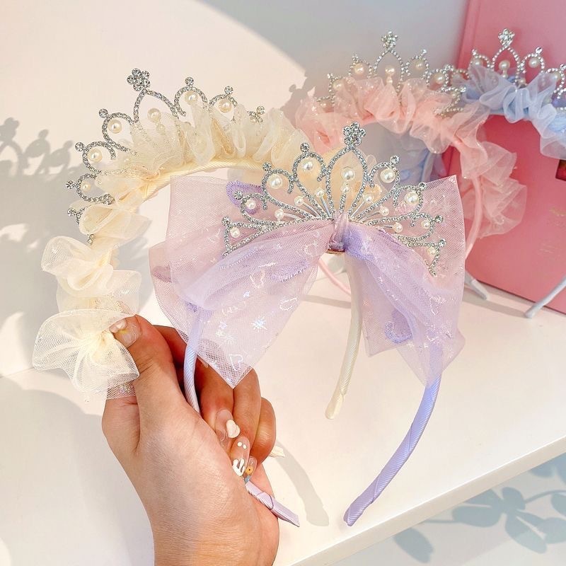 クラウンティアラ子供用ヘアバンドプリンセススーパーフェアリーヘッドバンドベビー誕生日ベールヘッドバンド女の子甘いヘアピンヘアアクセサリー|undefined