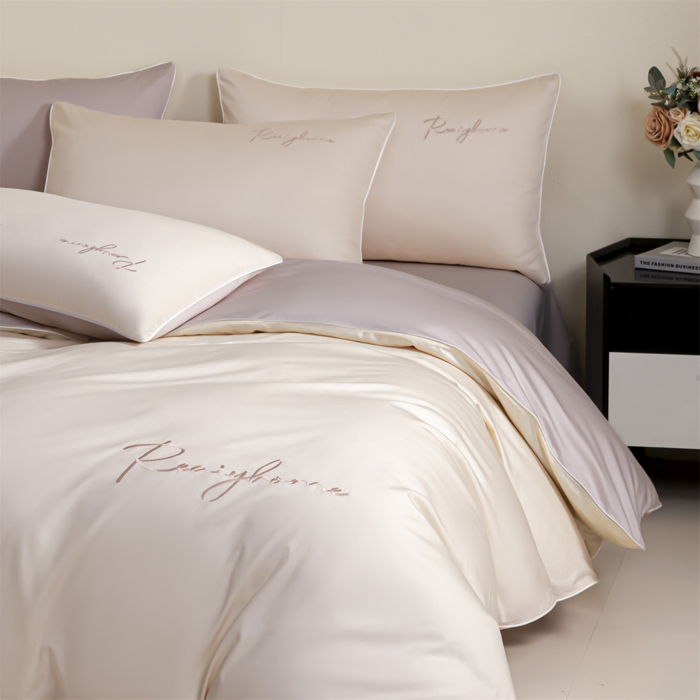 高端180S长绒棉四件套全棉贡缎刺绣被套纯棉床单四季通用床品批发