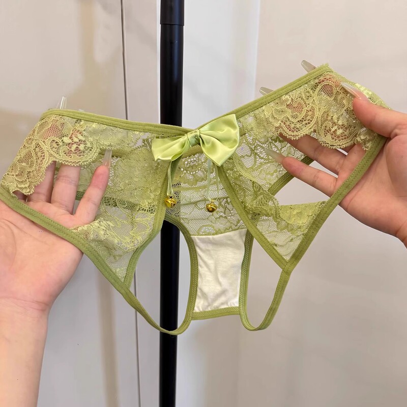 Love to Take Off! Open-Crotch No-Take-Off Bell Lace Mesh Abstinence-Style Women's Panties, New Summer Sexy and Alluring