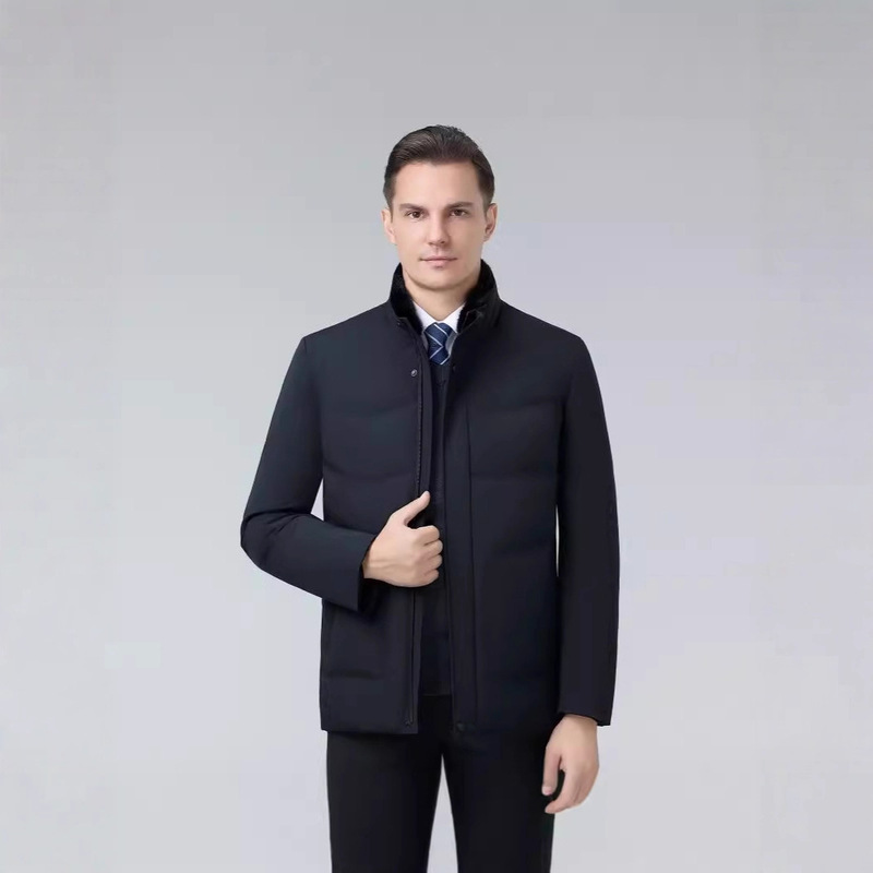 2025 Winter Men's down Jacket Middle-Aged Removable Liner Mink Fur Stand Collar Short Casual White Duck down Classic Jacket 2025 Winter Men's down Jacket Middle-Aged Removable Liner Mink Fur Stand Collar Short Casual White Duck down Classic Jacket