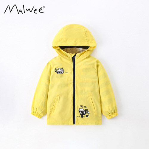 Malwee Boys' Spring and Autumn New European and American Medium and Small Children's Hooded Zipper Sweatshirt Casual Cardigan Children's Top