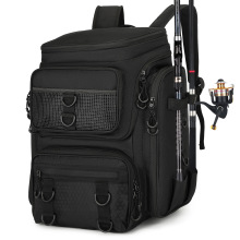 跨境新款户外路亚钓鱼背包多功能渔具包鱼竿收纳包迷彩双肩包现货