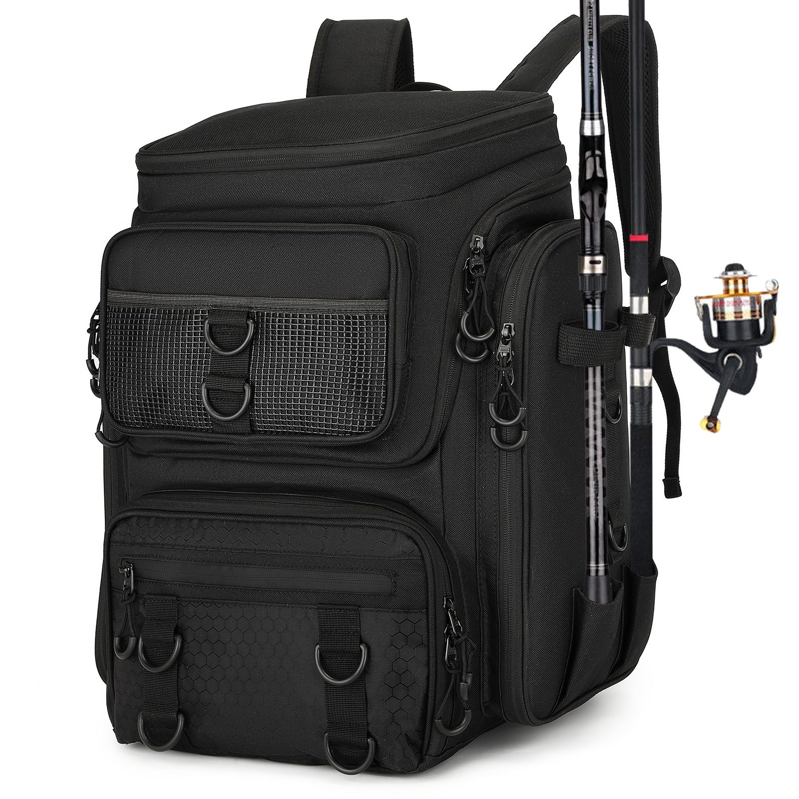 跨境新款户外路亚钓鱼背包多功能渔具包鱼竿收纳包迷彩双肩包现货