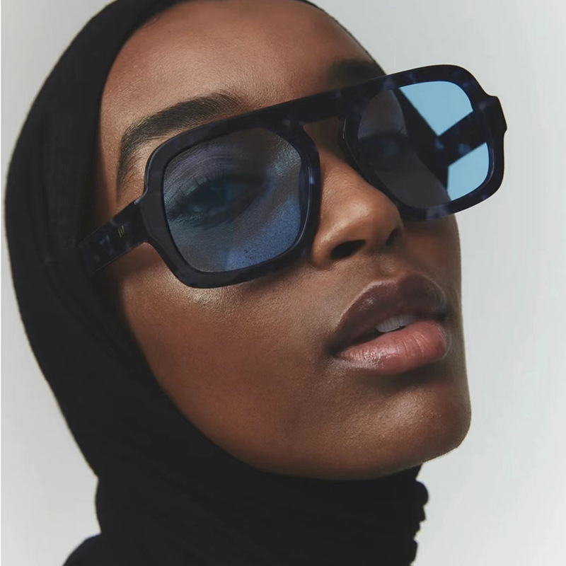 2024 nuevas gafas de sol de caja de piloto de una sola viga de hip-hop de moda, gafas de sol de ciclismo al aire libre europeas y americanas