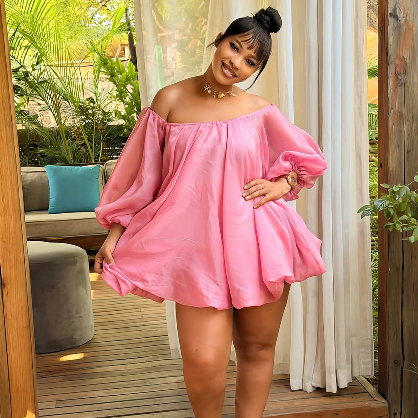 Платье (Nini Victoria) plus-size европейского стиля, открытые плечи, ткань slip, 0XL–4XL