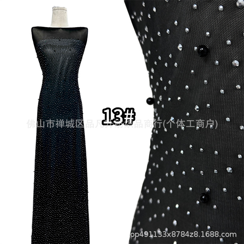 Nuevo full sky star perla caliente tela de malla de perla multicolor mano clavado cuentas para el pecho vestido de noche tela de boda