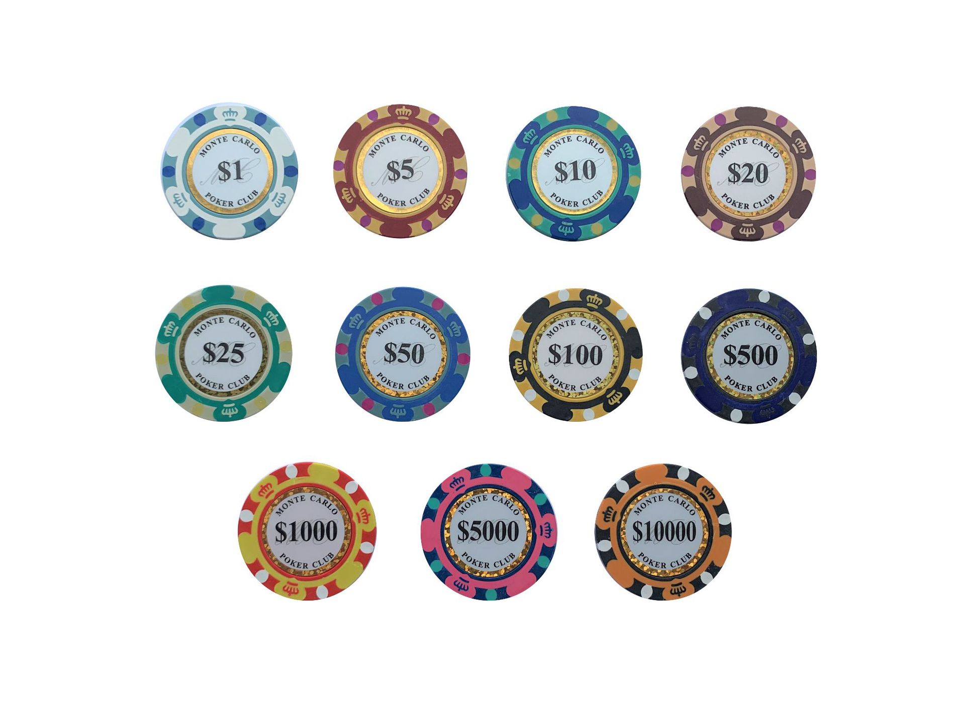 ユニークな 3 色のクラウン ホット スタンピング 14 グラム粘土チップ コイン チェスやカード ルーム用のテキサス ホールデム ポーカー チップは卸売可能です