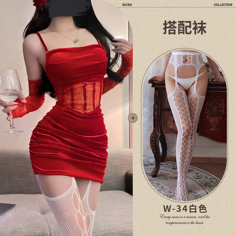 레드 + 매칭 양말 (W34 화이트)