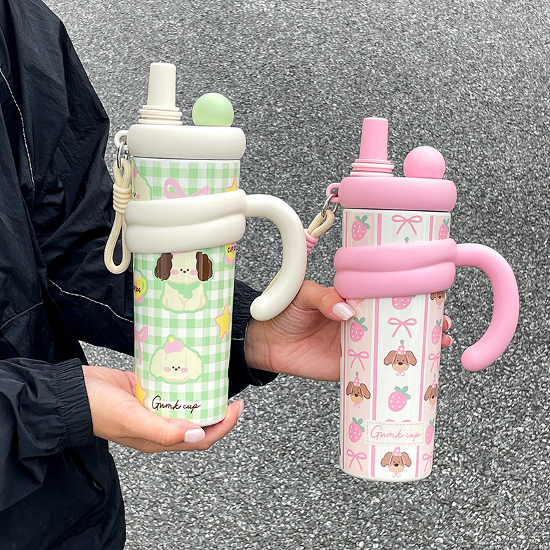 可爱保温杯女生大容量水杯女新款2025高颜值便携双饮泡茶冰霸杯子|undefined
