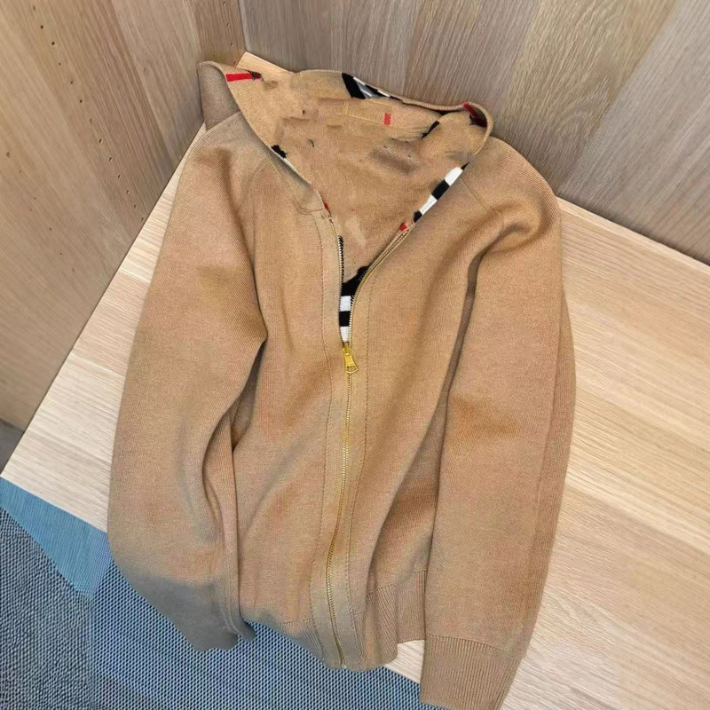 In-Stock Wholesale Nanyou High-End Custom 25 Winter New Hooded Knit Cardigan Plaid Zipper Jacket for Men and Women