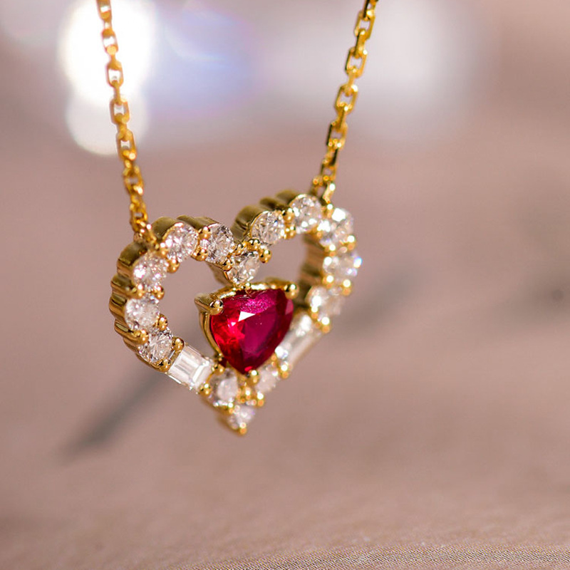 1 Piece Quantity 925 Sterling Silver Zircon Cable Chain Inlay Heart Shape Necklace