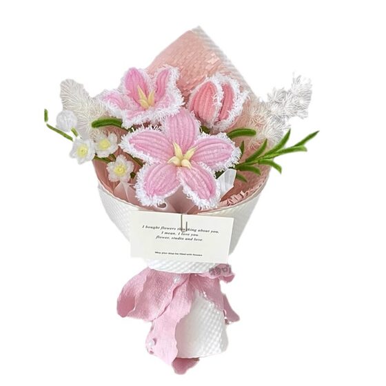 Creative holding flower graduation twist bar bouquet handmade flower diy woven homemade material tulip birthday gift