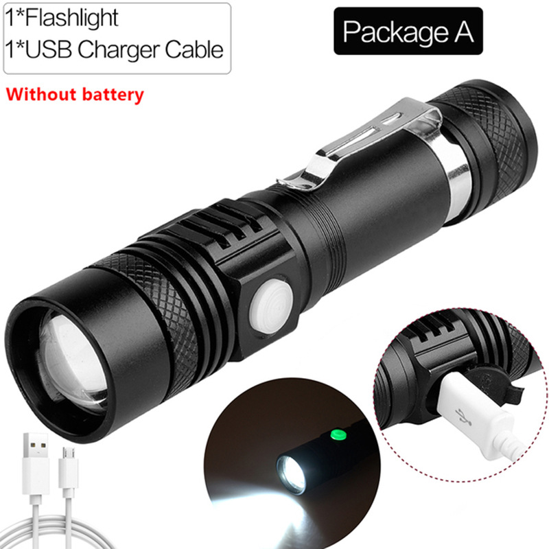 Nueva luz de conducción al aire libre batería de litio incorporada USB recargable zoom linterna luz de iluminación linterna LED