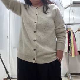 秋季新款芝麻点全毛毛衣开衫外套女宽松大版长袖针织衫