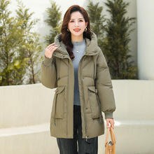 新款羽绒棉衣女中长款2024中长款棉服宽松冬季加厚妈妈棉袄外套潮