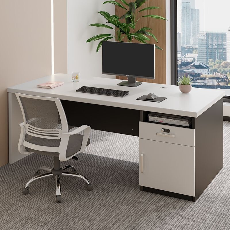 Office desk, boss's desk and chair, staff's single workbench, modern minimalist style, lockable, financial room computer desk Office desk, boss's desk and chair, staff's single workbench, modern minimalist style, lockable, financial room computer desk