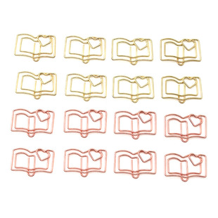 Book-Shaped Metal Paper Clips Student Test Paper Iron Paper Clips Rose Gold Paper Clips Office Stationery Supplies