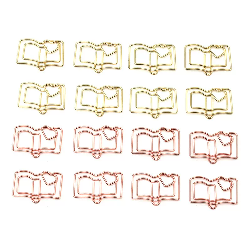 书本造型金属回形针学生试卷铁制纸夹子玫瑰金曲别针办公文具用品