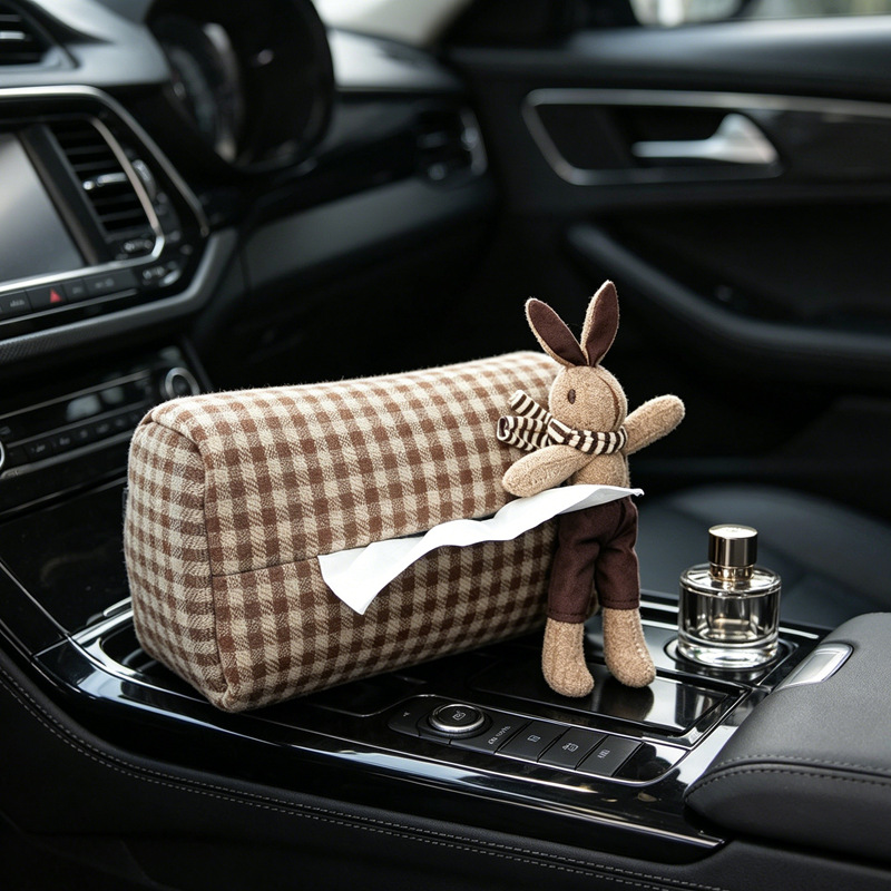 Car-Mounted Tissue Box, Hanging Style, Creative and High-End, Cute and Practical In-Car Tissue Holder with Doll Design