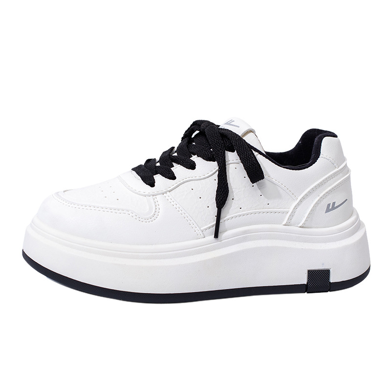 Huay Li superficie de cuero cálida con suela gruesa zapatos blancos de moda universal y cómodo estilo universitario zapatos casuales de moda simple zapatos de algodón