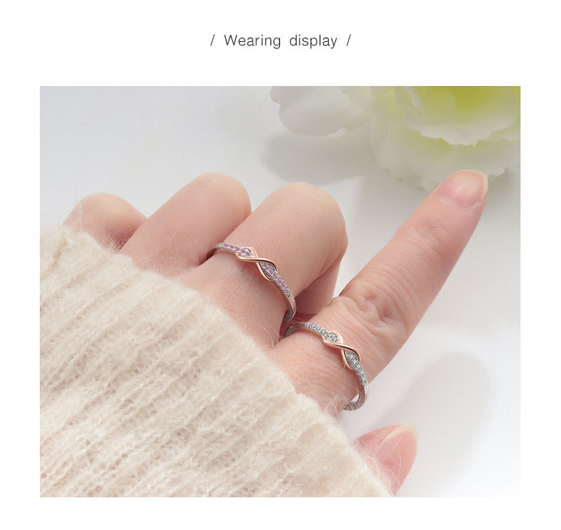 Zircon Inlay Material 925 Sterling Silver Zircon Infinity Rings 925 Sterling Silver Rings