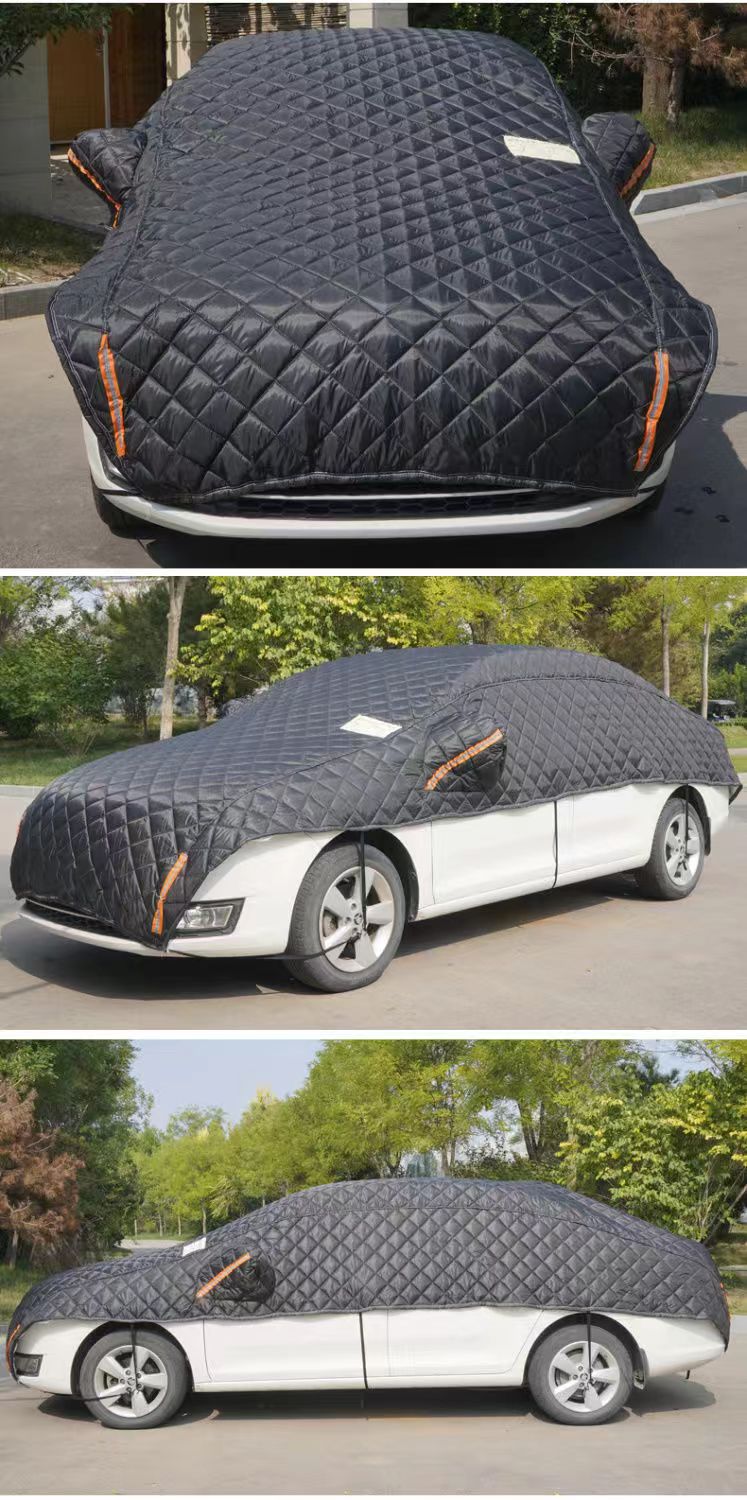 Black Half-Cover Car Cover, Snow-Proof, Hail-Proof, Camouflage Color, All-Season Car Cover, Thickened Car Cover