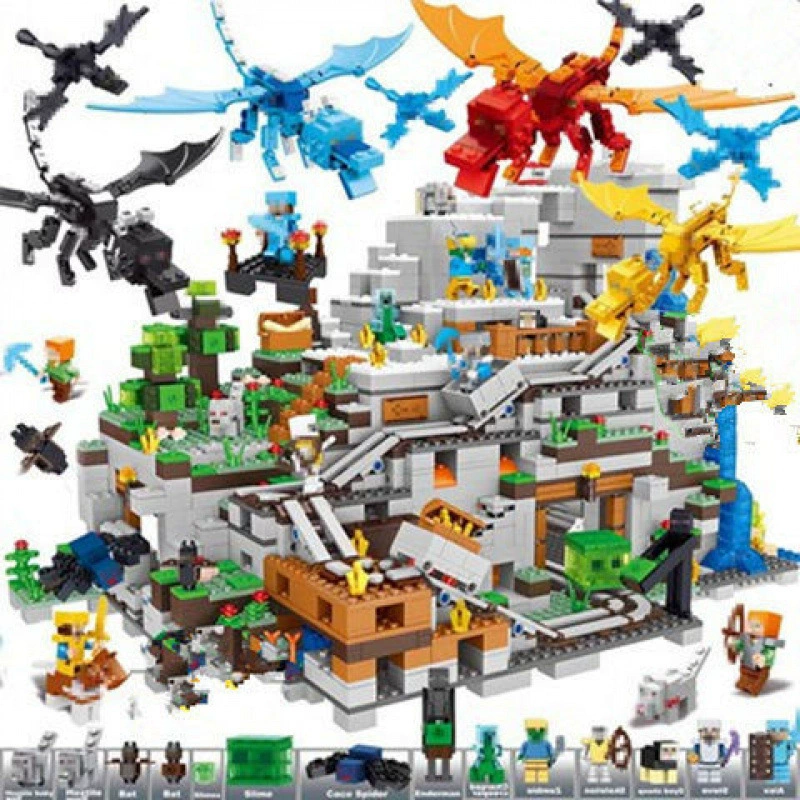 2024 совместимо с Lego Minecraft строительные блоки парень заканчивает дракона битва детские сборочные игрушки