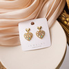 Small earrings heart shaped, Korean style