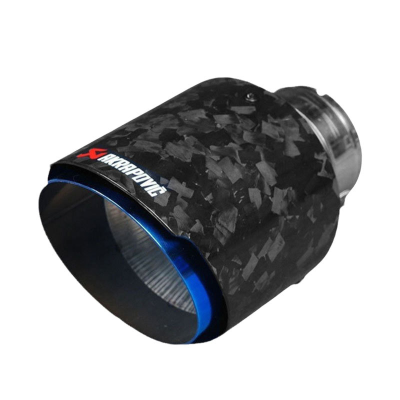 Single outlet carbon fiber stainless steel exhaust pipe tail throat muffler satin carbon fiber silver blue black