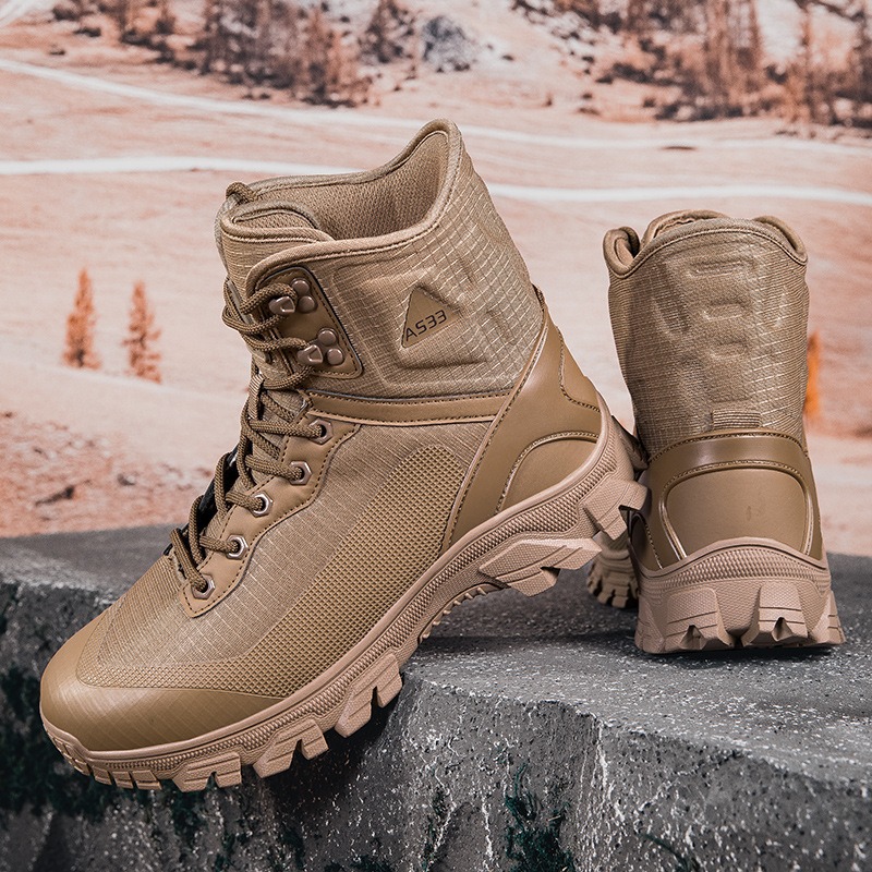 Nuevas botas militares al aire libre de gran tamaño transfronterizas, botas de combate deportivas, botas de hombre de rango medio, zapatos de senderismo resistentes al desgaste, botas tácticas de senderismo