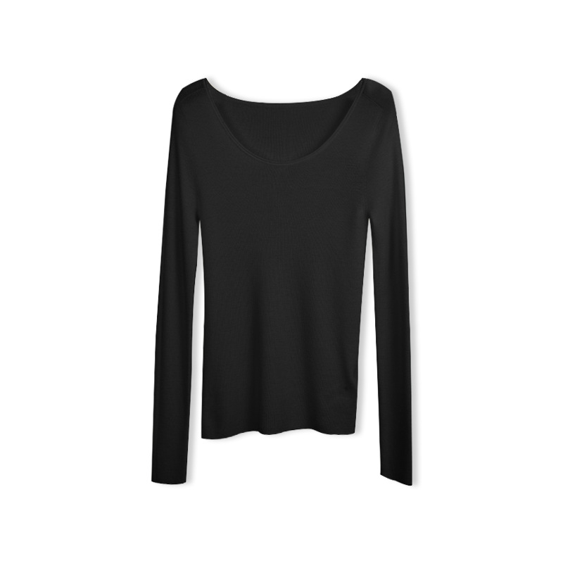 春の新型揚子紗U襟長袖セーター60本のシームレス一体100ウールのスリムニット