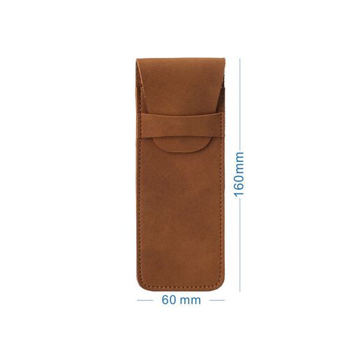 Retro frosted PU leather flip-top pen bag high-end pen protective cover large capacity double pen case wholesale