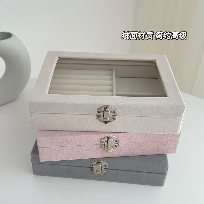 大容量のジュエリーボックス、ベルベットのジュエリーボックス、リング、ネックレス、イヤリングの収納ボックス、ハイエンドのポータブルダストボックス|undefined