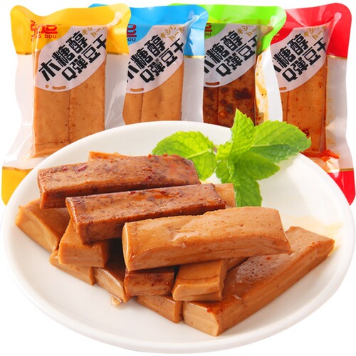 Xylitol Q-Tastic Dried Tofu with Five-Spice and BBQ Flavor, Chongqing Specialty Snack, Small Pack, Healthy Snack for Diabetics