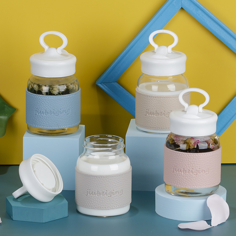 Phone holder, cup height borosilicate portable water cup, simple transparent cup, travel glass cup, mini tea cup