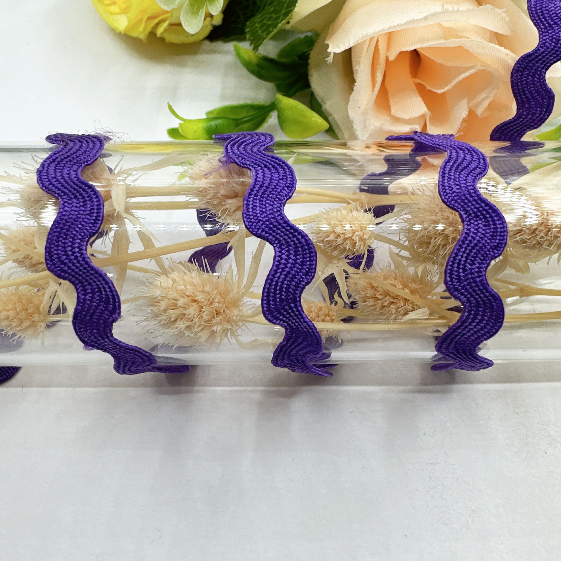 En stock mm onda de color sólido en forma de S borde curvo encaje cinta cortina sombrero ropa para niños accesorios de la boda accesorios de la ropa