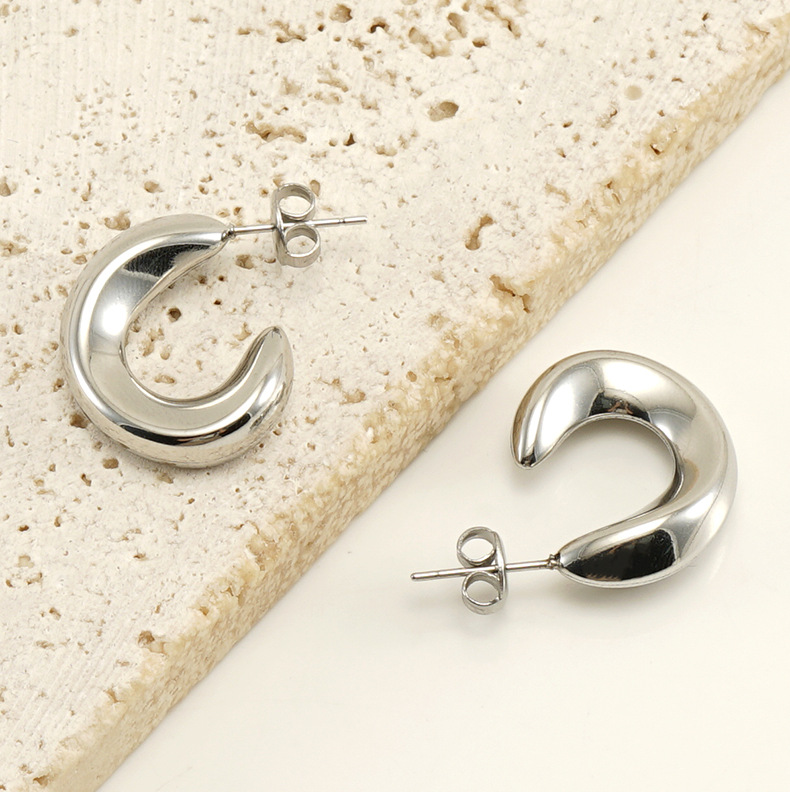 1 Pair Quantity Daily Occasion 1 Pair Retro U Shape Plating Stainless Steel 18k Gold Plated Ear Studs
