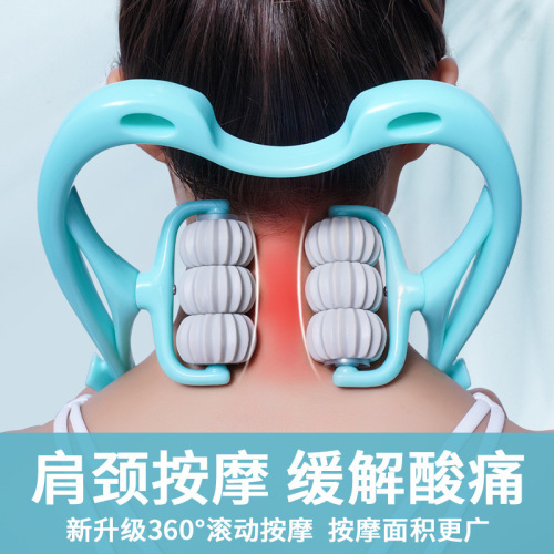 Cervical spine massager manual neck clamp multi-function kneading roller 6-ball shoulder and neck relaxation rich bag massager
